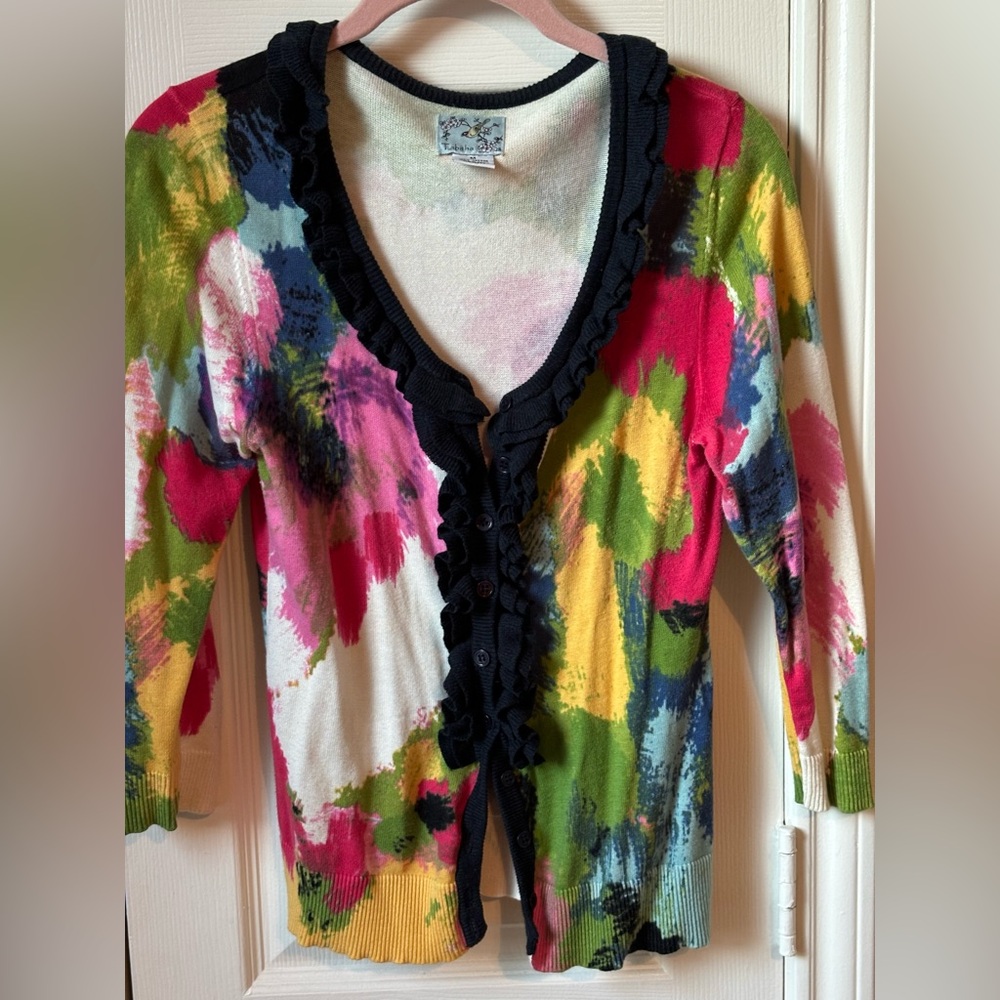 Anthropologie colorful and vibrant knit sweater.